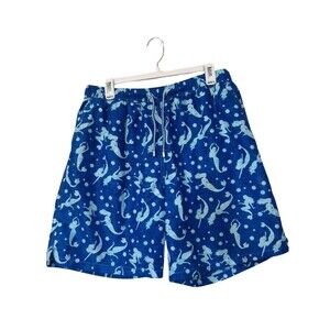 Peter Millar Swim Shorts Men's XL Blue Trunks Mermaid Waves Mesh